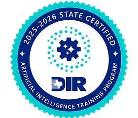DIR State Certified, Artificial Intelligence Training certification badge